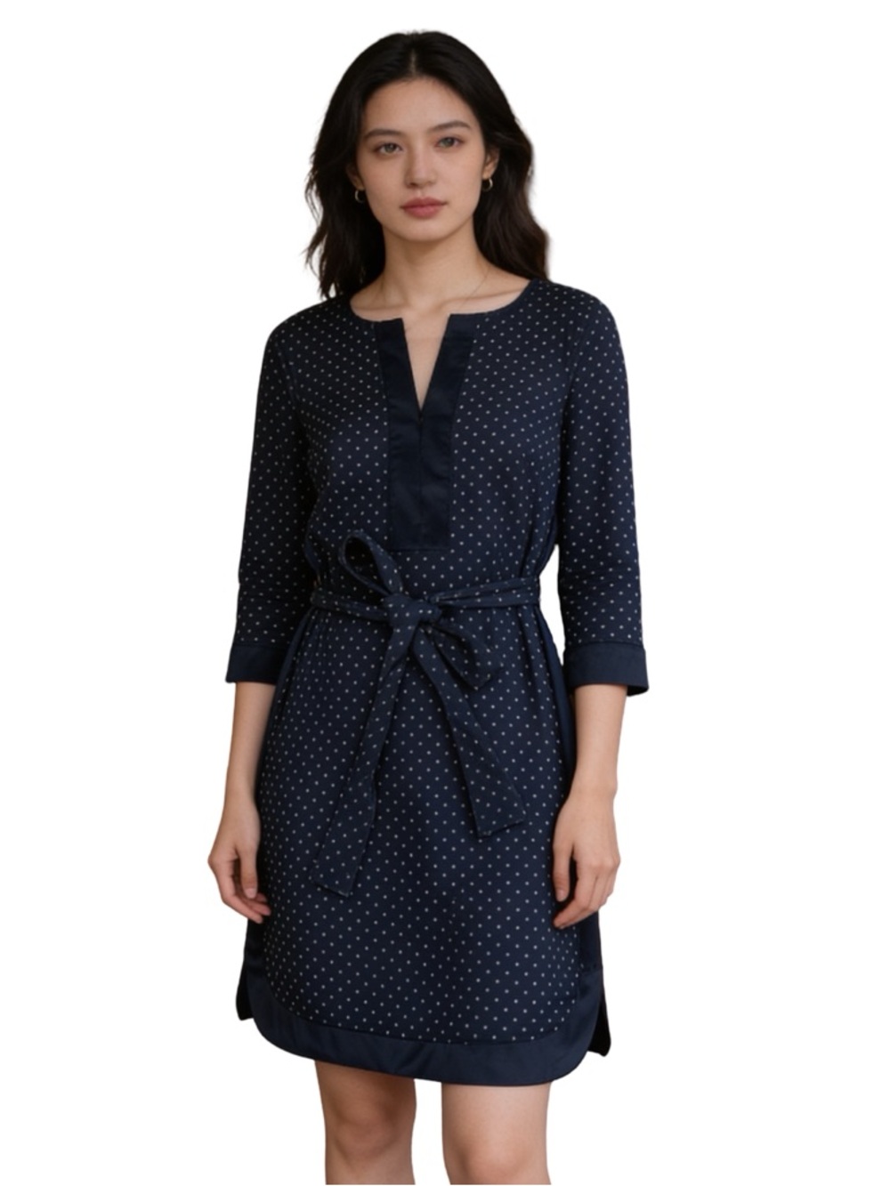 Ann Taylor Navy Polka Dot Dress – Size Small I-0338